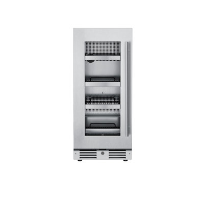 15 Inch Wide 63 Can Capacity Beverage Cooler with alternating (Blue, White, Amber) LED lighting, Door Alarm, Touch Control Panel and Lockable