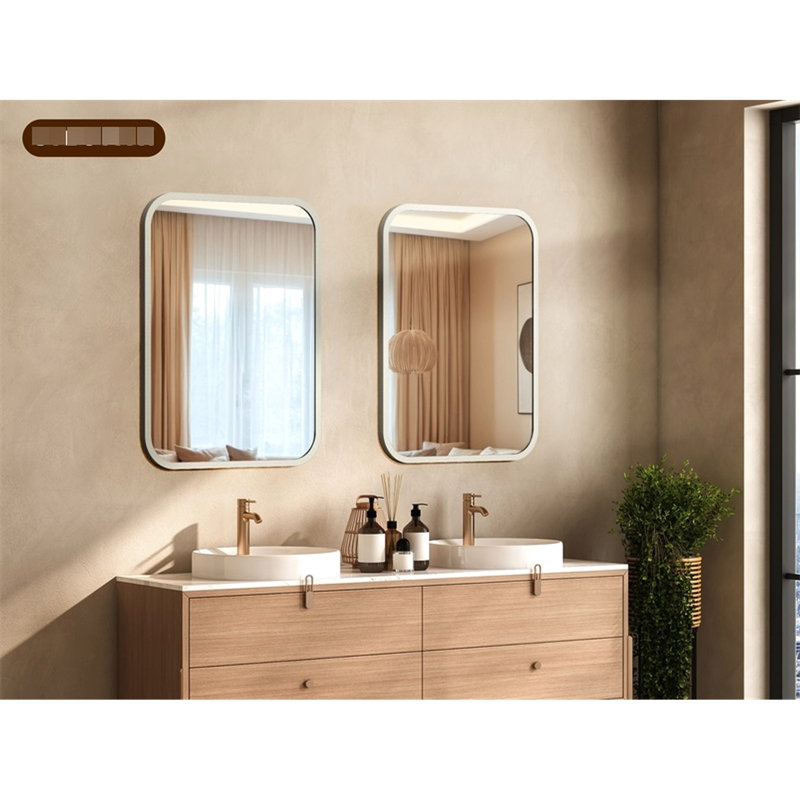 Miroir de salle de bain 40 po. Argent avec coin rond pour lavabo de chambre à coucher. Miroir de salle de bain, cadre en aluminium, miroir de meuble-lavabo à installation simple et argenté. Chambre à coucher. Installation