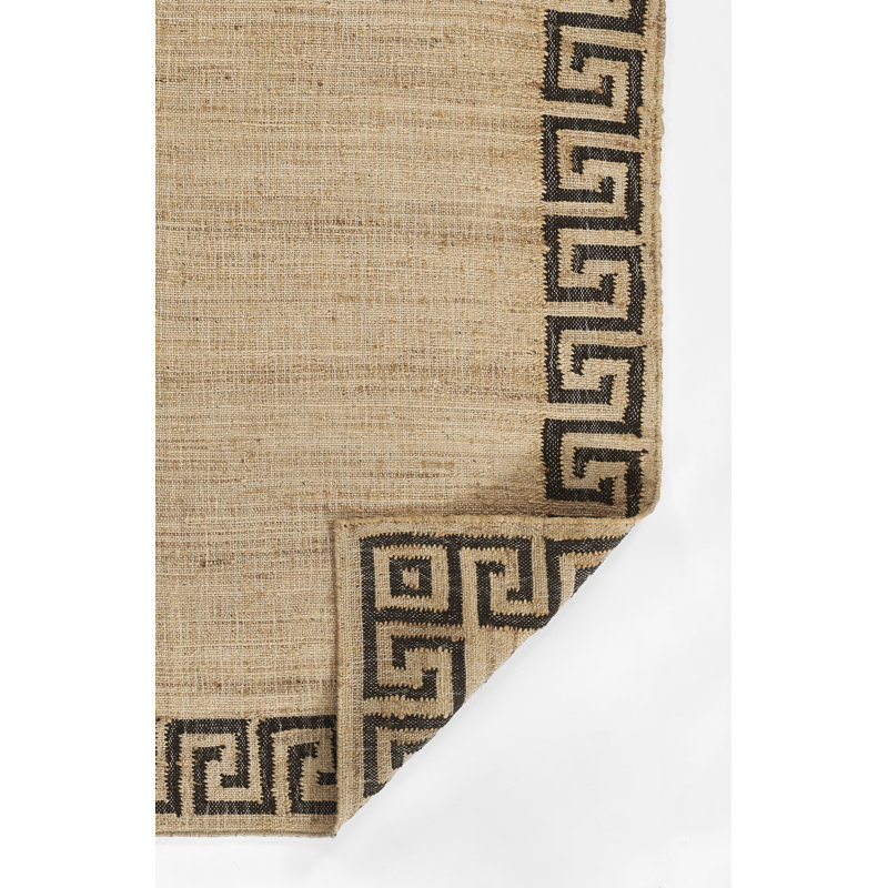 Erin Gates by Momeni Orchard Greek Key Jute and Wool Hand Woven Brown Area Rug, Rectangle 9' x 12'