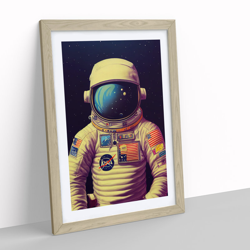 Marvellous Astronaut - Framed Print, 46cm H x 34cm W x 2cm D, Oak Framed