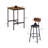 Rustic Brown 3-Piece Bar Table Set with 2 PU Upholstered Stools and Backrests