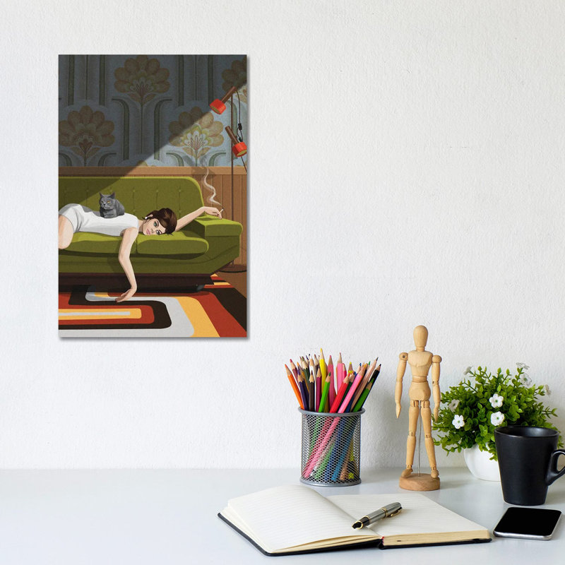 " Waiting Game " by Artcatillustrated, 18" H x 12" W, Wrapped Canvas, No Frame