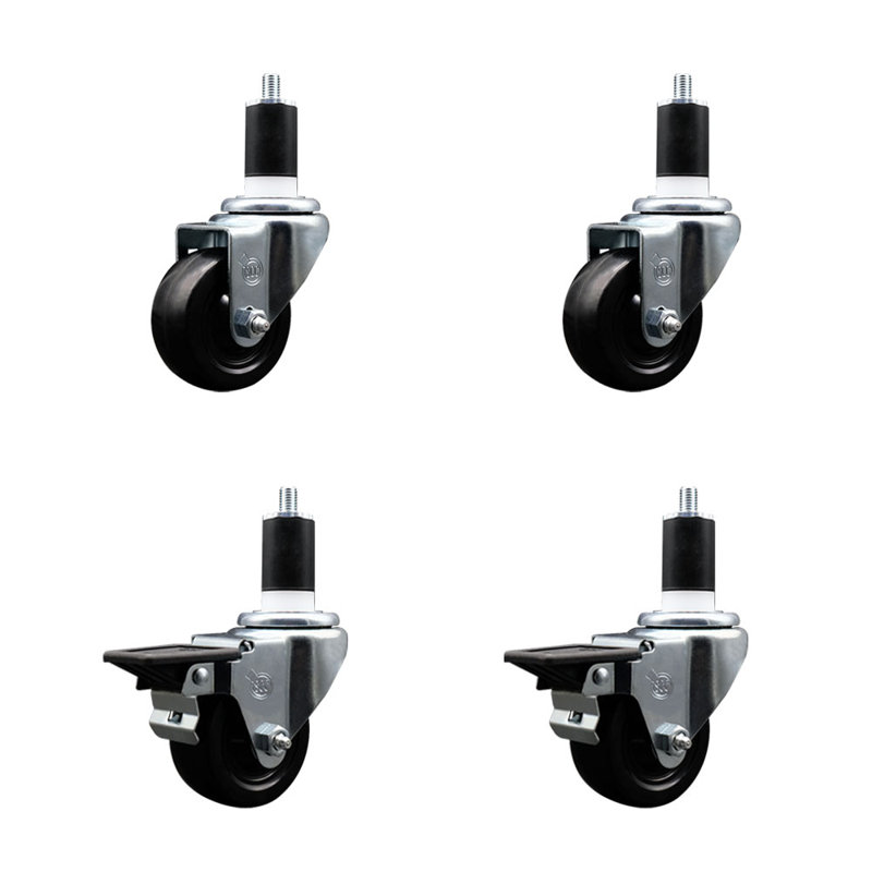 Ensemble de roulettes extensibles en caoutchouc souple à 2 roues SCC PLB 3,5 po x 1-1 / 2 po
