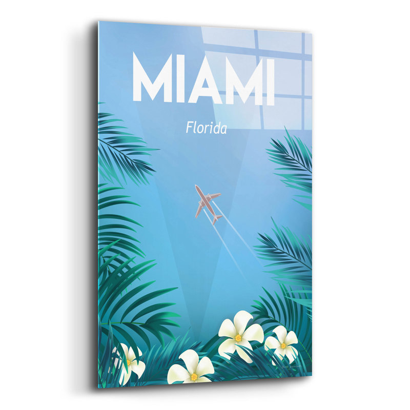 «Miami» par Omar Escalante, art mural en verre acrylique, H 24 po x l 16 po x P 0,2 po