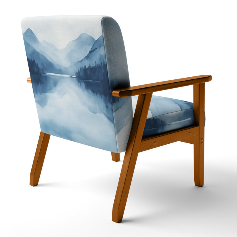 Chaise rembourrée Lake Mountains - Fauteuil scandinave Calming Lake I, Brown Square Arms