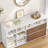 7 Storage Organizer Bookcase With Drawers & Adjustable Shelves, Horizontal Bookshelf For Bedroom, Living Room, Office