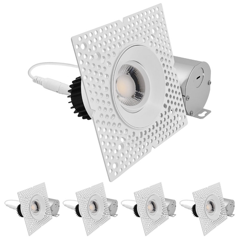 Projecteur à DEL réglable sans cadre 3 pouces avec J-Box LUXRITE, avec bouton-poussoir, 5CCT, 12W, 1100LM, CRI90, double intensité variable, faisceau de 38 °, calibre humide, paquet de 4