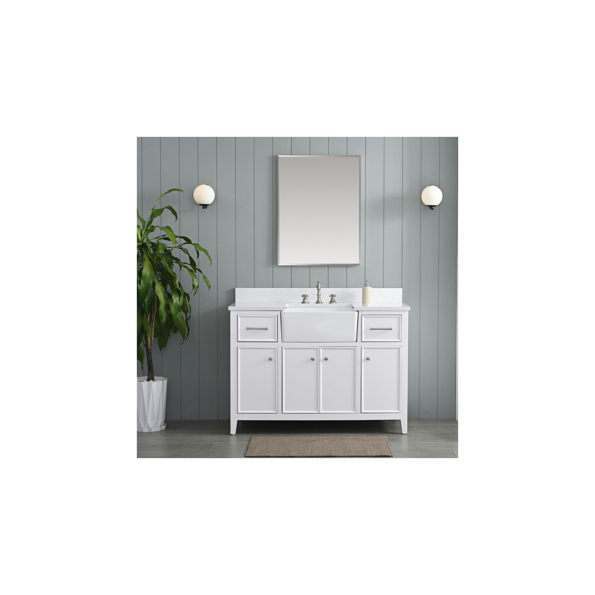Aisa 48" Single Bathroom Vanity, White/Brushed Nickel