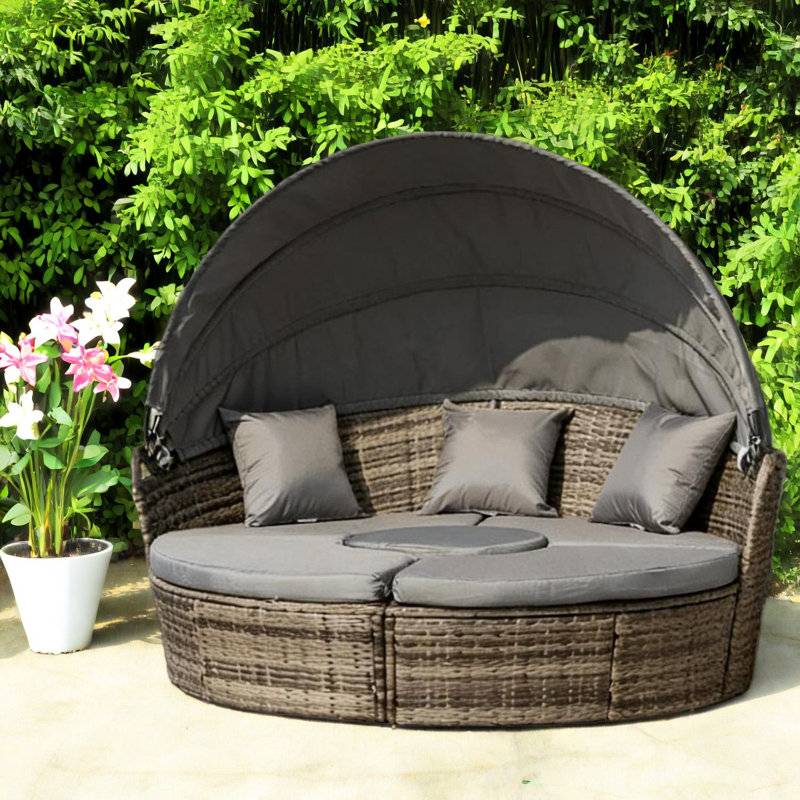 Convertible Modern Patio Sofas, Steel Rattan Design For Outdoor