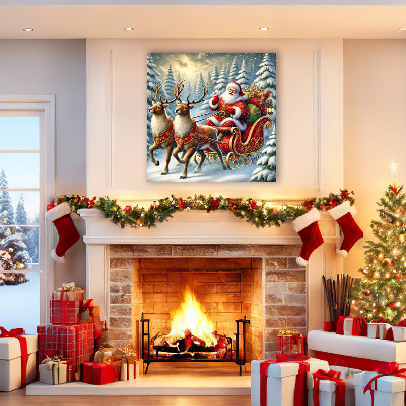 «Santa's Majestic Sleigh Ride: Enchanted Forest Journey», art sur toile, H 40 po x l 40 po x P 1,5 po