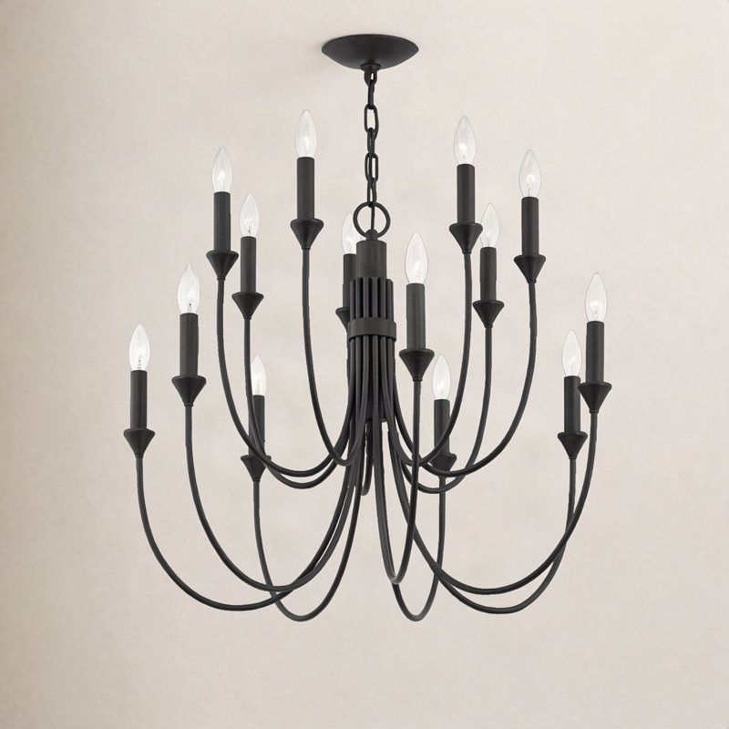 Cate 14 - Light Chandelier, Forged Iron