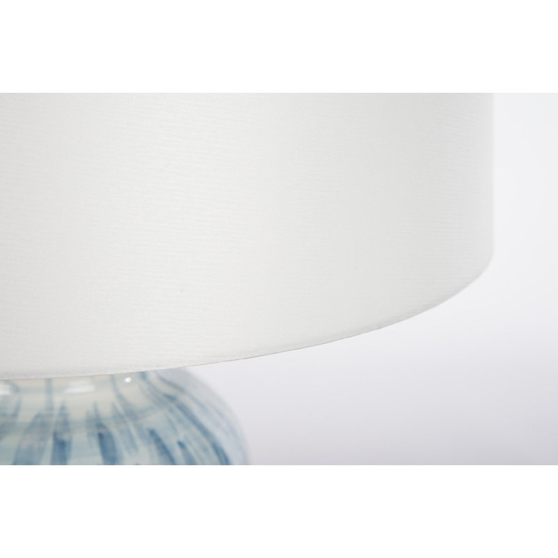Veranda Blue Ceramic Table Lamp with White Paper Shade