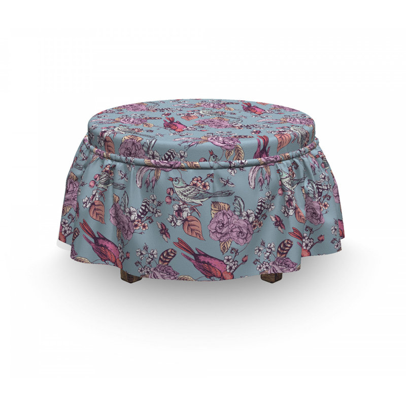 Housse pour repose-pieds oiseaux et fleurs s’asseoir