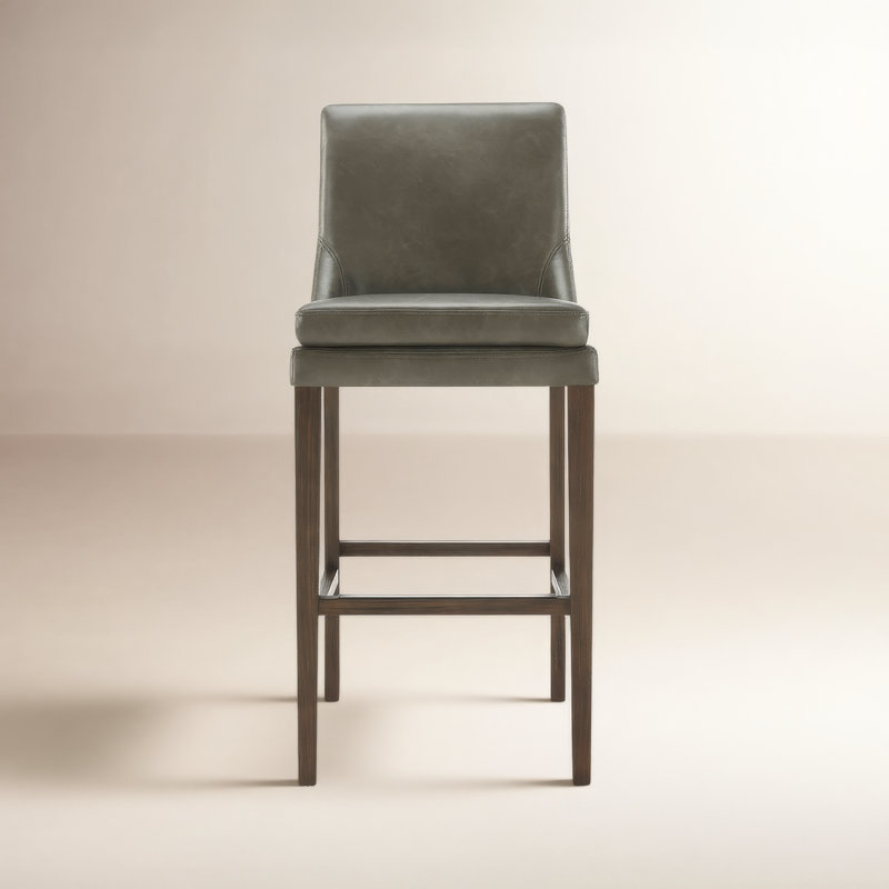 Tabouret de bar et de comptoir en cuir Niara, Similicuir ardoise Copley / brun
