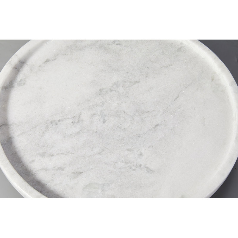 Guein 12” Round Natural Marble Tray, Namib Fantasy
