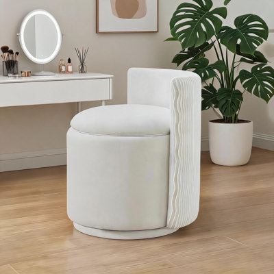 Fauteuil pivotant à 360°, sans assemblage, avec coussin amovible, rangement dissimulé, dossier ondulé, base en bois massif et rembourrage en mousse confortable. Parfait pour la chambre, le salon et la maison.