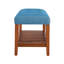 Banc Charla vintage américain de 101,6 cm (40 po) en tissu – Assise capitonnée bleue, pieds fuselés en bois massif, tablette inférieure ouverte, pouf de rangement multifonctionnel pouvant servir de repose-pieds dans l'entrée ou de repose-pieds dans la chambre.
