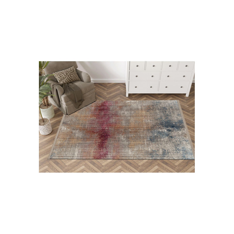 Tapis décoratif lavable à la machine multicolore à motif abstrait multicolore