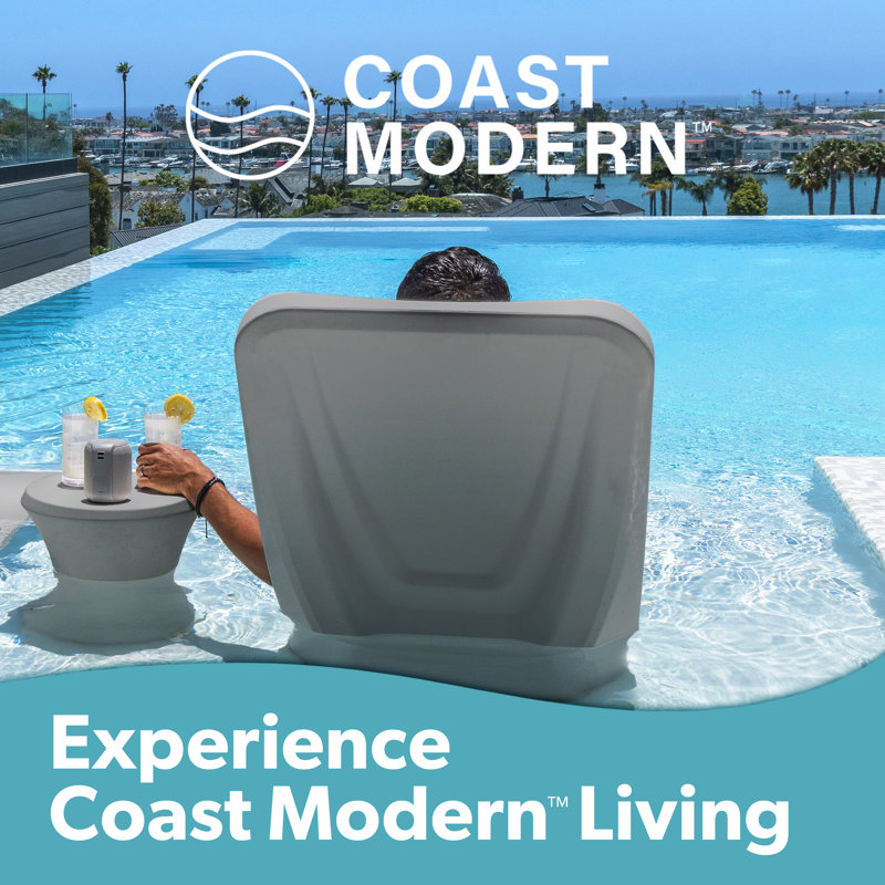 Coast Modern Outdoor Side Table - Lounger Table for Inside Pool or on Patio - All-Weather Furniture for Sun Shelf Up to 15 inch