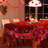 Valentine's Day Tablecloth - Red Rose & Crystal Heart Decorative Table Cover, Romantic Love-Themed Fabric Tablecloth for Valentine Dinner, Holiday Party, Kitchen Dining, Reusable Washable Tablecloth , Elegant Valentine Home Decor for Rectangular Tables-1689915642