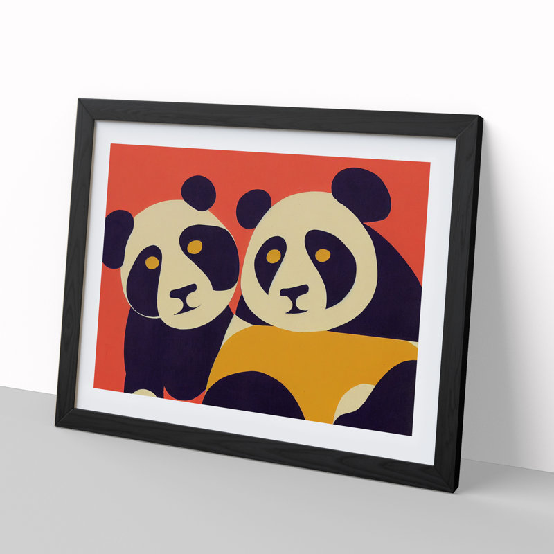 Abstract Pandas Vol.1 - Framed Print, Black, 46cm H x 64cm W x 2cm D