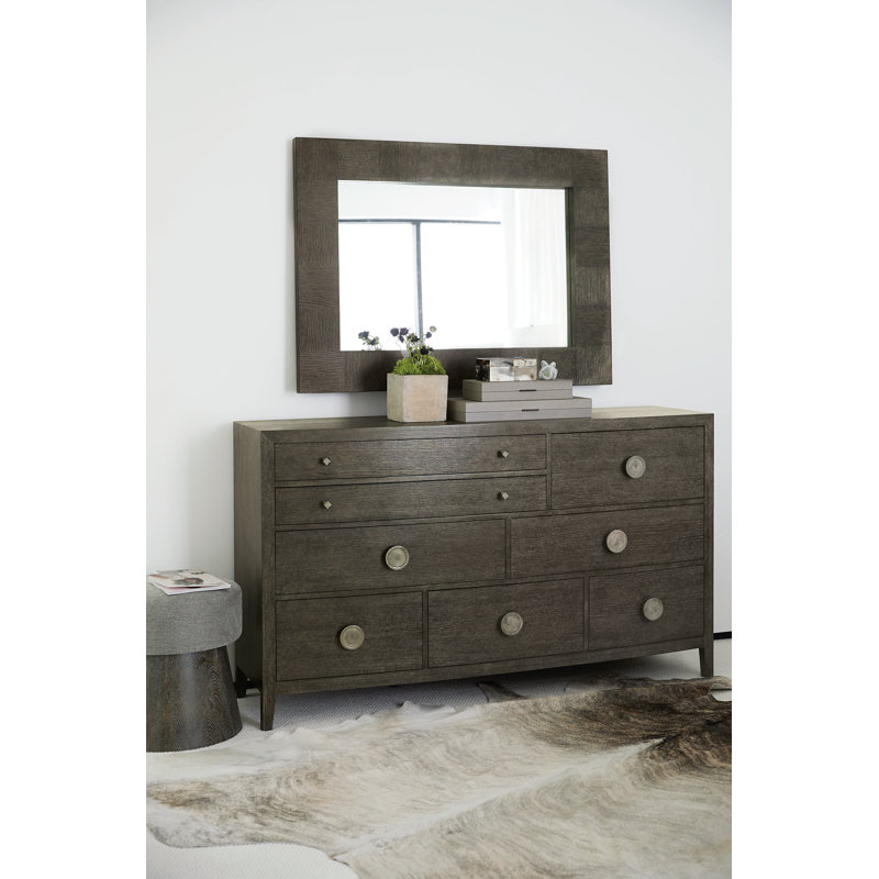 Linea 8 Drawer Dresser with Mirror, Cerused Charcoal