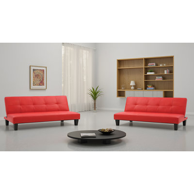 Ensemble de 2 canapés-lits en similicuir rouge Loures