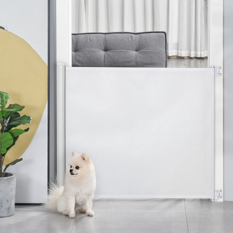 Wall Mounted Pet Gate With Door, White