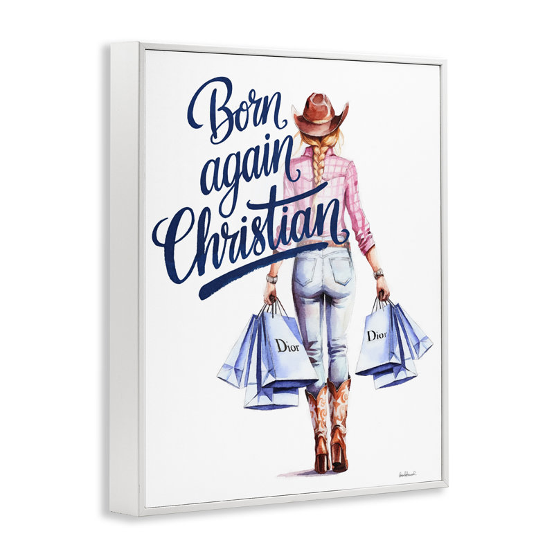 «Born Again Christian Cowgirl», giclée par Amanda Greenwood, H 30 po x l 24 po, Estampe numérique encadrée blanc bord de mer