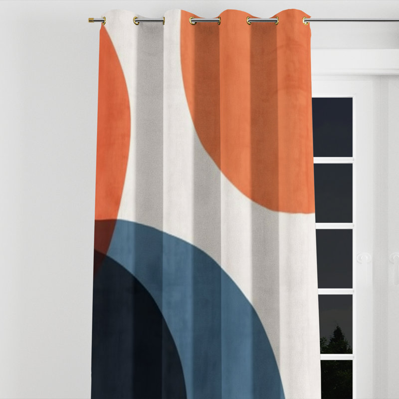 Motif bohème bleu et orange minimaliste I - rideau obscurcissant avec œillets Minimalisme - 1 panneau, L 52 po x L 108 po