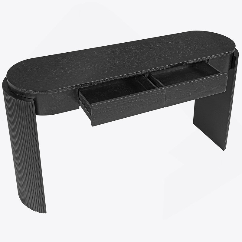 Oval Top and 2 Drawers Console Table, Black