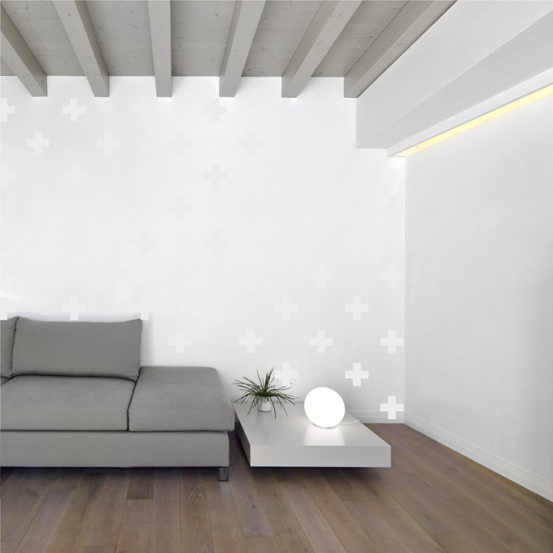 Décalcomanie murale à motifs croisés suisses, Blanc, H 3 po x l 3 po x P 0,01 po
