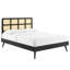Sidney Cane And Wood Full Platform Bed With Splayed Legs In Black-657973760-657973773