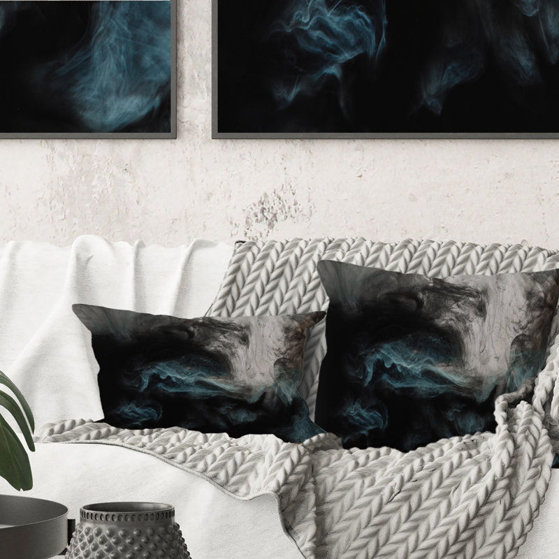 Coussin décoratif gris clair clair Cloudscape avec touche de turquoise II, 18 po x 18 po