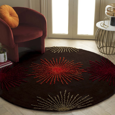 Amier Abstract Handmade Tufted Brown Area Rug