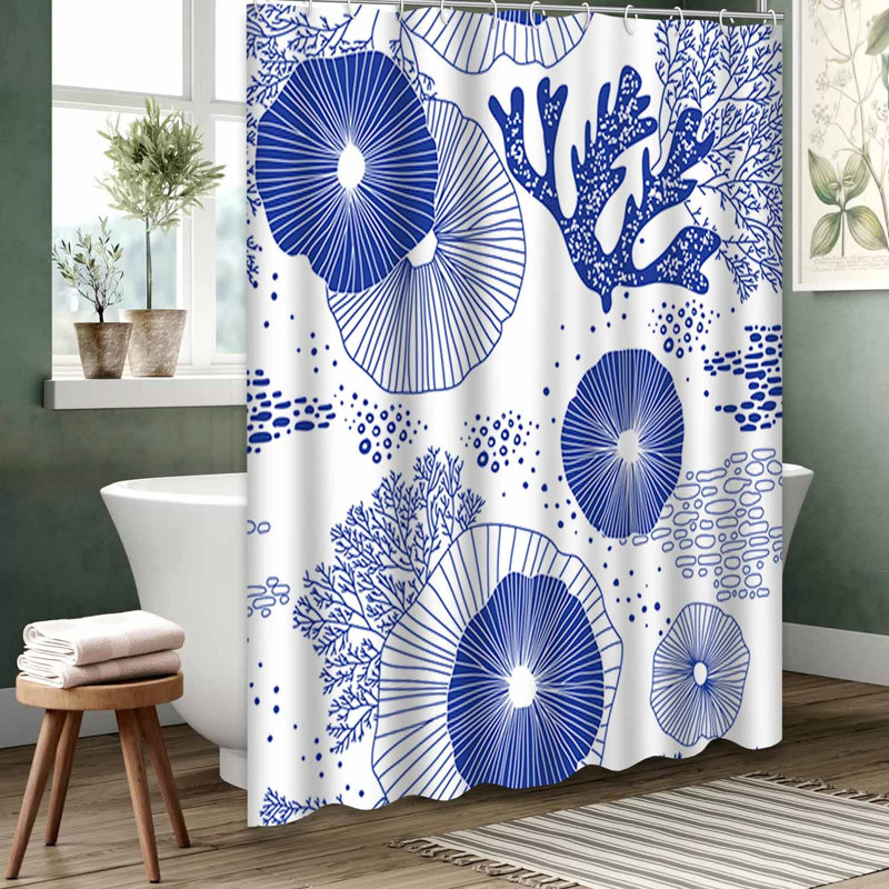 Rideau de douche bleu imperméable, rideaux de douche pour la salle de bain avec 12 crochets, 72" L x 84" W