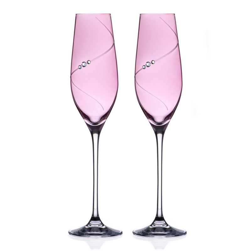 Lustre Silhouette Champagne Flute Pair Embellished with Swarovski Crystals - Perfect Gift