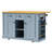 Grey Blue Kitchen Island With 2 Stool Seats, Power Outlet Attachment, Internal Storage Space, Drop Leaf, 3 Drawers, 5 Side-586847373
