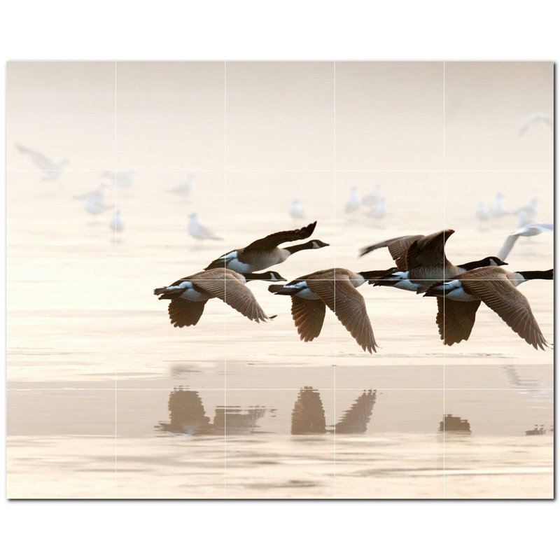 Panneau décoratif en céramique satinée Bird Photo 12 po x 12 po