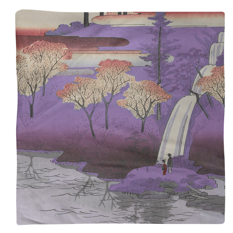 Serviette de coton 10 po chiyogaike étang Utagawa Hiroshige, Mauve