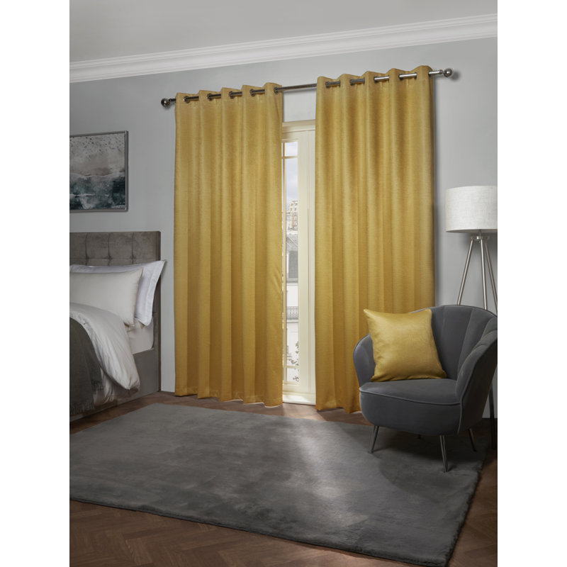 Ambiance Blackout Curtain Pair, 168 W x 183 D cm, Ochre
