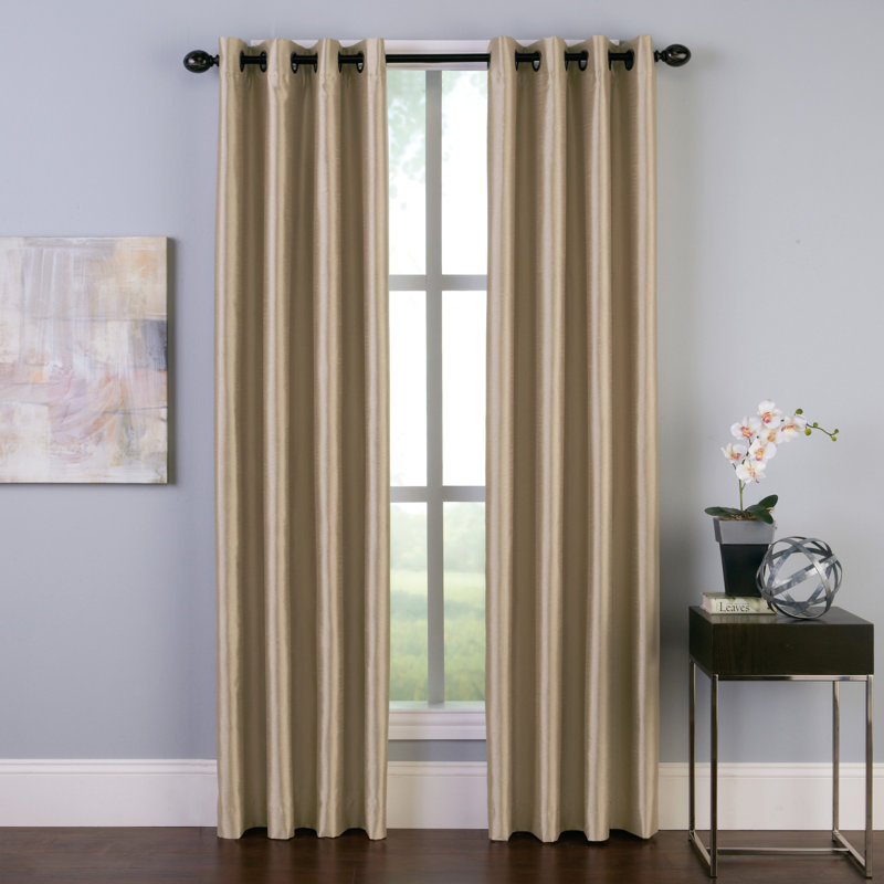 Manos Room Darkening Curtain Single Panel, Sand, 50" W x 144" L