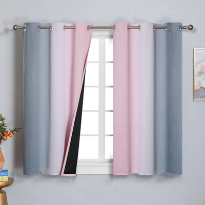 Estelar Textiler Pink And Grey Blackout Curtains 54 Inch Length, Light Blocking Gradient Drapes For Kitchen, Room Darkening Thermal Insulated Grommet Ombre Curtains For Bathroom,42Wx54l,2 Panels