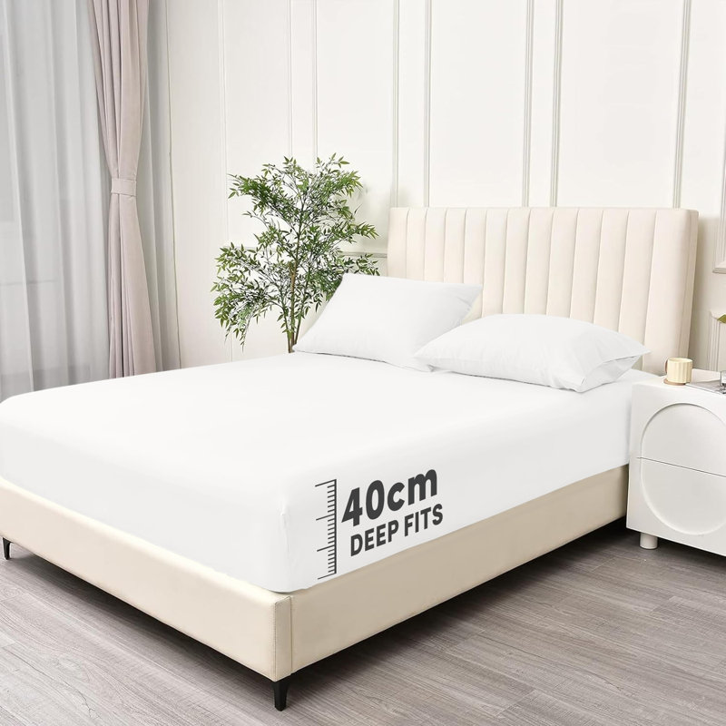Super Soft Extra Deep Pocket Microfiber Brushed Fitted Sheet, White, Super King (6')
