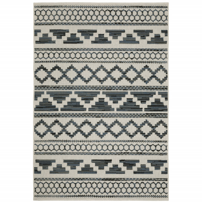 Abdur-Rahman Geometric Indoor / Outdoor Rug, Rectangle 7'10" x 10'