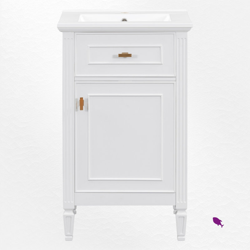 Ensemble de meuble-lavabo simple 20 po avec plateau en céramique, Blanc