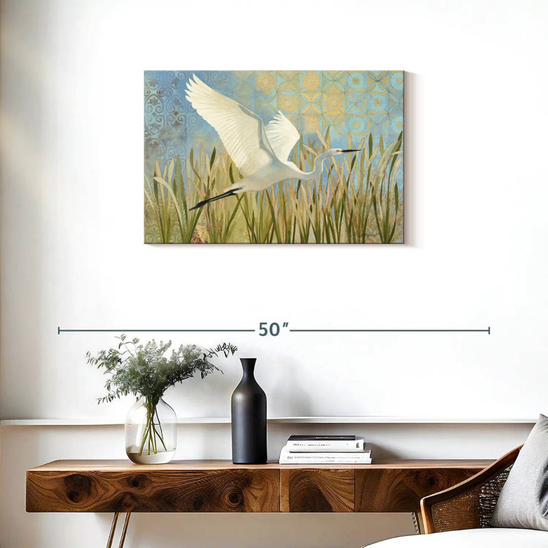 Snowy Egret In Flight, 20" H x 30" W
