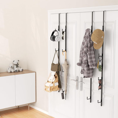 Over Door Hat Rack Organizer With 16 Hooks - 4 Pack Metal Hanging Storage For Baseball Caps, Holds Up To 80 Hats, Space Saving Design For Closet, Bedroom Door
