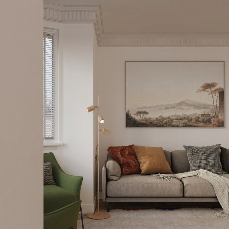 Karbon Powder Coated Column Floor Lamp, 30x30x155 cm, Gold