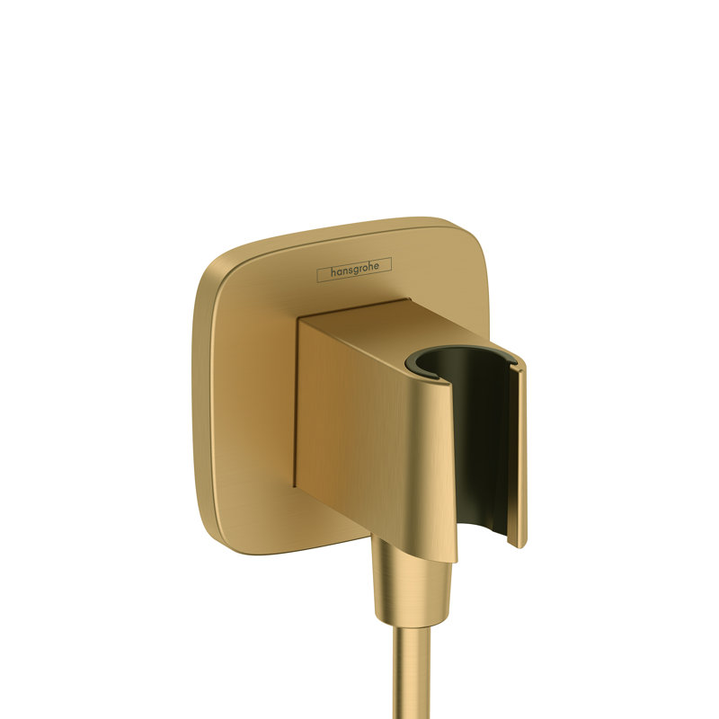 hansgrohe FixFit Q Wall Outlet with Handshower Holder, Brushed Gold Optic